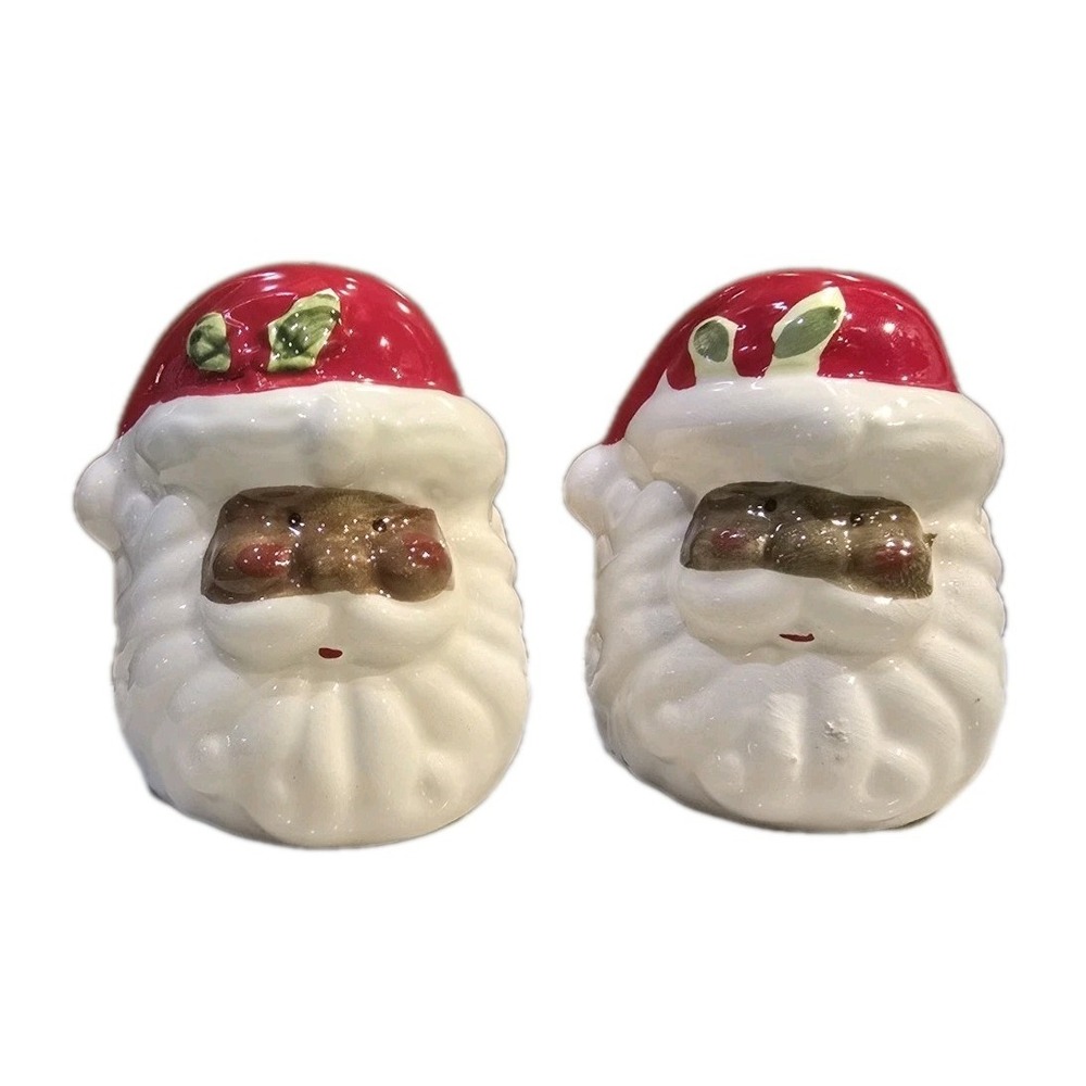 African American Black Santa Claus Salt & Pepper Shaker Hand‎ Painted